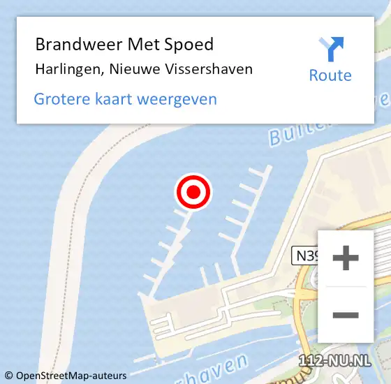 Locatie op kaart van de 112 melding: Brandweer Met Spoed Naar Harlingen, Nieuwe Vissershaven op 29 november 2016 17:36
