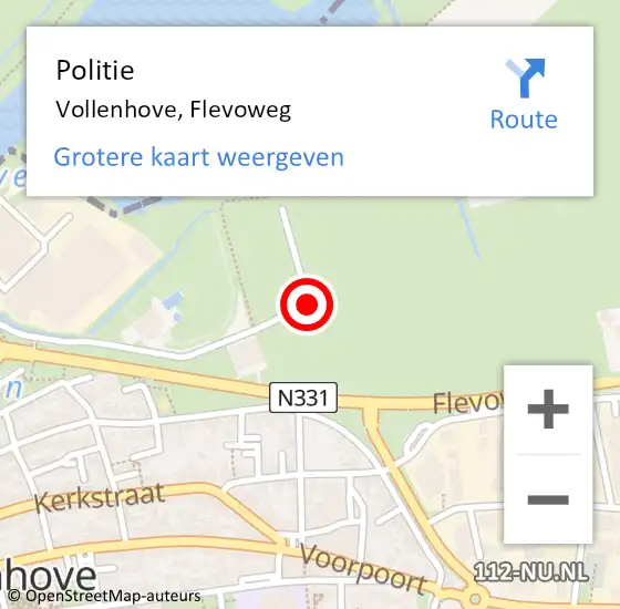 Locatie op kaart van de 112 melding: Politie Vollenhove, Flevoweg op 29 november 2016 19:26