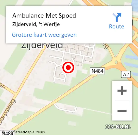 Locatie op kaart van de 112 melding: Ambulance Met Spoed Naar Zijderveld, 't Werfje op 30 november 2016 00:46