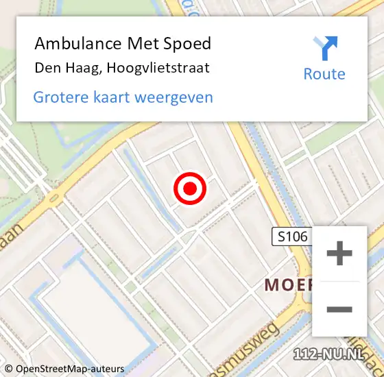 Locatie op kaart van de 112 melding: Ambulance Met Spoed Naar Den Haag, Hoogvlietstraat op 30 november 2016 01:22