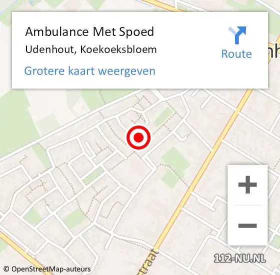 Locatie op kaart van de 112 melding: Ambulance Met Spoed Naar Udenhout, Koekoeksbloem op 30 november 2016 06:02