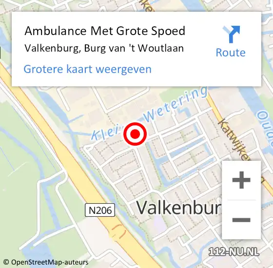 Locatie op kaart van de 112 melding: Ambulance Met Grote Spoed Naar Valkenburg, Burg van 't Woutlaan op 30 november 2016 09:16