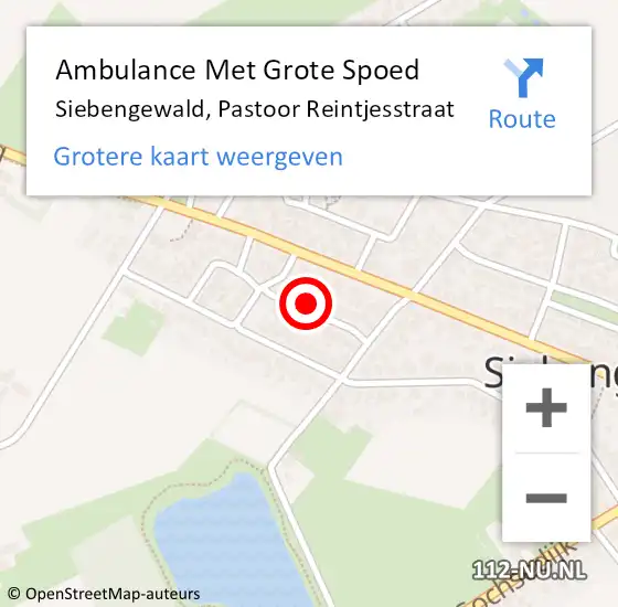 Locatie op kaart van de 112 melding: Ambulance Met Grote Spoed Naar Siebengewald, Pastoor Reintjesstraat op 30 november 2016 12:59