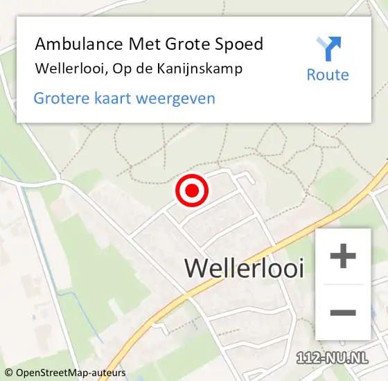 Locatie op kaart van de 112 melding: Ambulance Met Grote Spoed Naar Wellerlooi, Op de Kanijnskamp op 30 november 2016 20:26