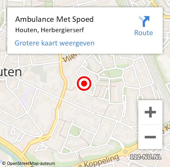 Locatie op kaart van de 112 melding: Ambulance Met Spoed Naar Houten, Herbergierserf op 1 december 2016 04:42