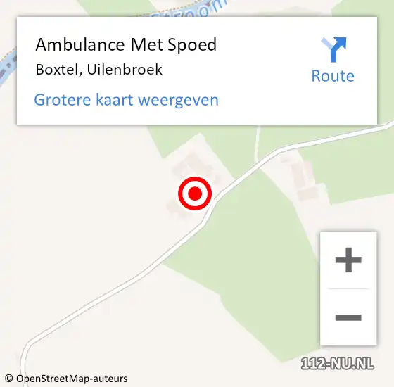 Locatie op kaart van de 112 melding: Ambulance Met Spoed Naar Boxtel, Uilenbroek op 1 december 2016 07:59