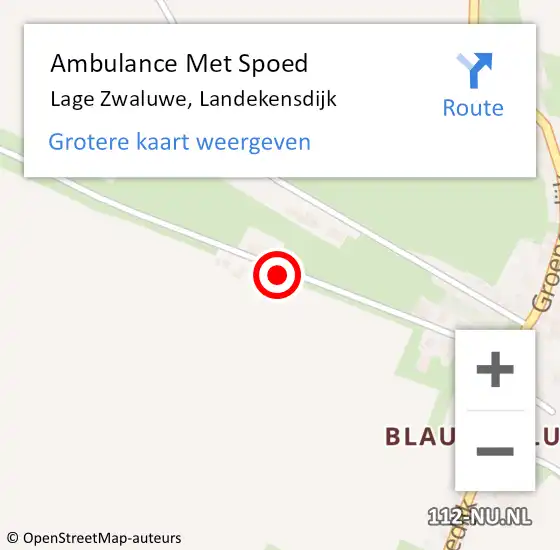 Locatie op kaart van de 112 melding: Ambulance Met Spoed Naar Lage Zwaluwe, Landekensdijk op 1 december 2016 10:09