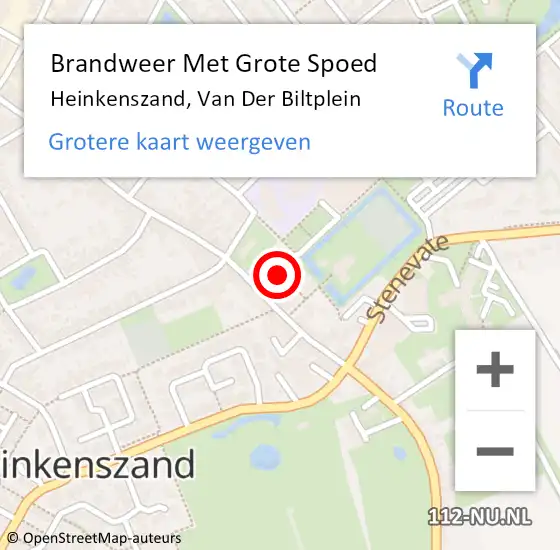 Locatie op kaart van de 112 melding: Brandweer Met Grote Spoed Naar Heinkenszand, Van Der Biltplein op 1 december 2016 12:04