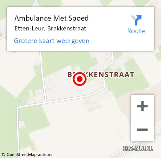 Locatie op kaart van de 112 melding: Ambulance Met Spoed Naar Etten-Leur, Brakkenstraat op 1 december 2016 14:43