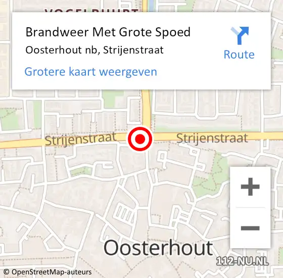 Locatie op kaart van de 112 melding: Brandweer Met Grote Spoed Naar Oosterhout nb, Strijenstraat op 1 december 2016 15:48