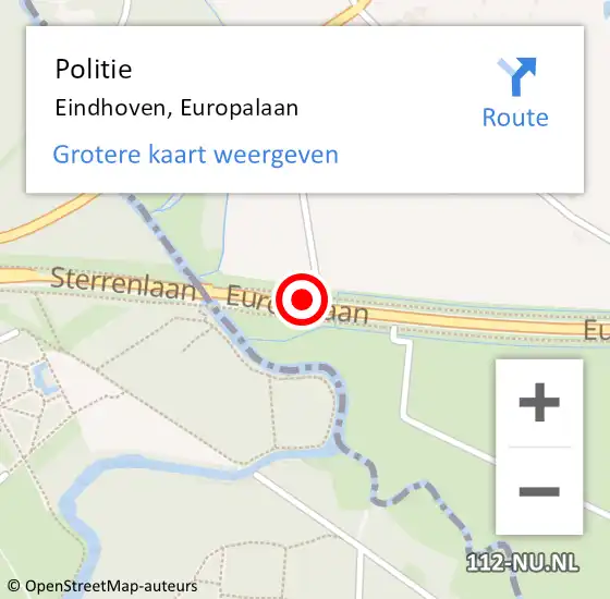 Locatie op kaart van de 112 melding: Politie Eindhoven, Europalaan op 1 december 2016 18:40