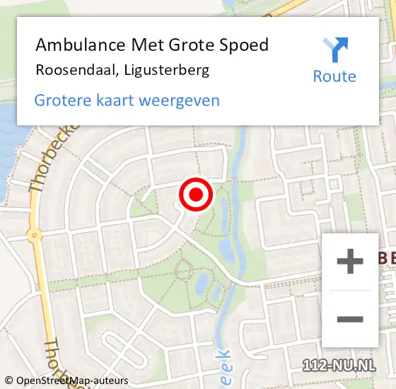 Locatie op kaart van de 112 melding: Ambulance Met Grote Spoed Naar Roosendaal, Ligusterberg op 2 december 2016 04:31