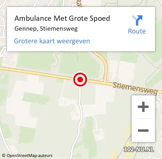 Locatie op kaart van de 112 melding: Ambulance Met Grote Spoed Naar Gennep, Stiemensweg op 2 december 2016 12:59