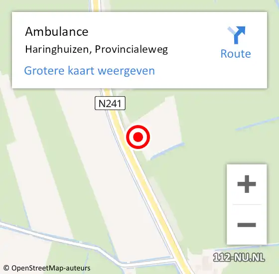 Locatie op kaart van de 112 melding: Ambulance Haringhuizen, Provincialeweg op 2 december 2016 14:29
