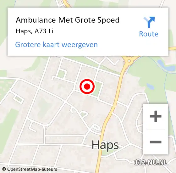 Locatie op kaart van de 112 melding: Ambulance Met Grote Spoed Naar Haps, A73 Li op 2 december 2016 14:34