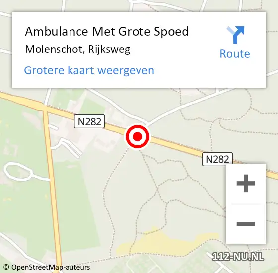 Locatie op kaart van de 112 melding: Ambulance Met Grote Spoed Naar Molenschot, Rijksweg op 2 december 2016 15:23
