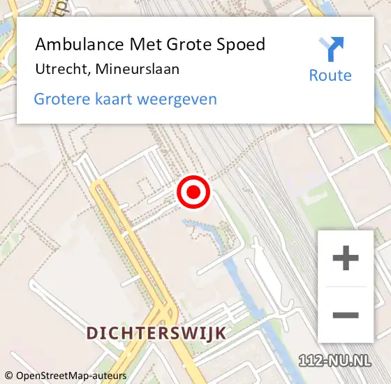 Locatie op kaart van de 112 melding: Ambulance Met Grote Spoed Naar Utrecht, Mineurslaan op 2 december 2016 18:37
