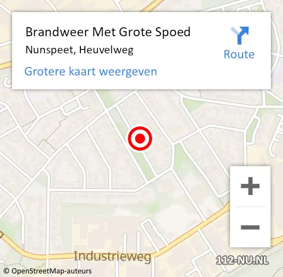 Locatie op kaart van de 112 melding: Brandweer Met Grote Spoed Naar Nunspeet, Heuvelweg op 2 december 2016 18:47