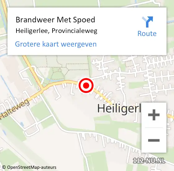 Locatie op kaart van de 112 melding: Brandweer Met Spoed Naar Heiligerlee, Provincialeweg op 3 december 2016 04:05