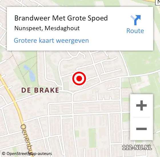 Locatie op kaart van de 112 melding: Brandweer Met Grote Spoed Naar Nunspeet, Mesdaghout op 4 december 2016 00:20