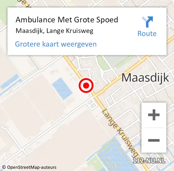 Locatie op kaart van de 112 melding: Ambulance Met Grote Spoed Naar Maasdijk, Lange Kruisweg op 4 december 2016 00:49