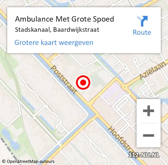 Locatie op kaart van de 112 melding: Ambulance Met Grote Spoed Naar Stadskanaal, Baardwijkstraat op 4 december 2016 18:51