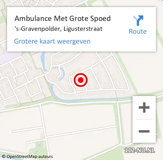 Locatie op kaart van de 112 melding: Ambulance Met Grote Spoed Naar 's-Gravenpolder, Ligusterstraat op 4 december 2016 20:00