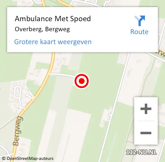 Locatie op kaart van de 112 melding: Ambulance Met Spoed Naar Overberg, Bergweg op 4 december 2016 22:45