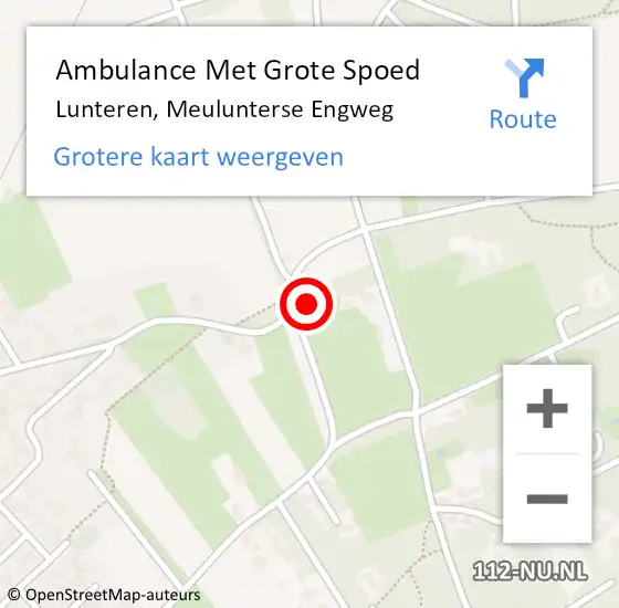 Locatie op kaart van de 112 melding: Ambulance Met Grote Spoed Naar Lunteren, Meulunterse Engweg op 5 december 2016 10:40