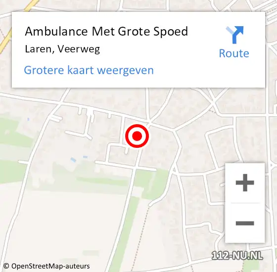 Locatie op kaart van de 112 melding: Ambulance Met Grote Spoed Naar Laren, Veerweg op 5 december 2016 14:48