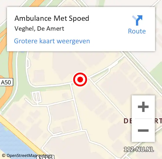 Locatie op kaart van de 112 melding: Ambulance Met Spoed Naar Veghel, De Amert op 5 december 2016 16:07