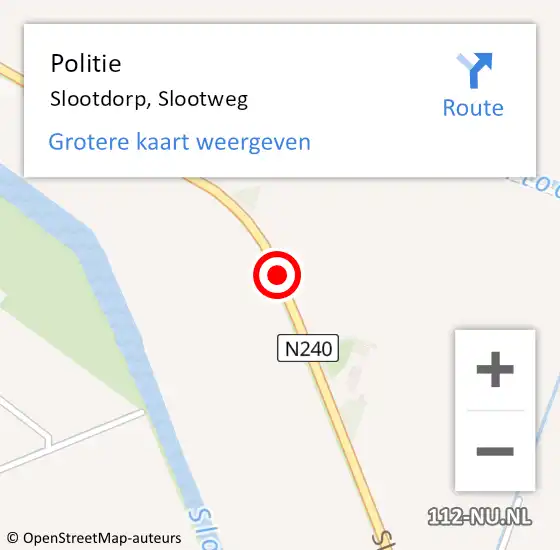 Locatie op kaart van de 112 melding: Politie Slootdorp, Slootweg op 6 december 2016 09:06