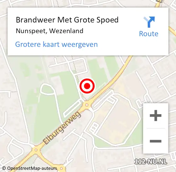 Locatie op kaart van de 112 melding: Brandweer Met Grote Spoed Naar Nunspeet, Wezenland op 6 december 2016 21:22