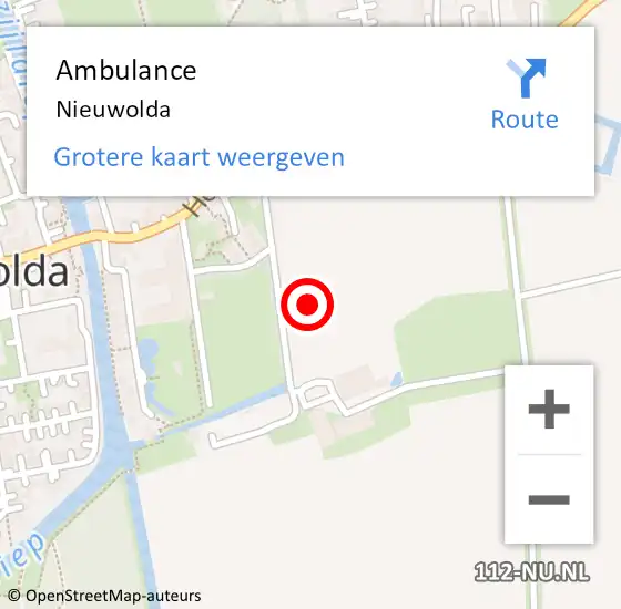 Locatie op kaart van de 112 melding: Ambulance Nieuwolda op 7 december 2016 05:47