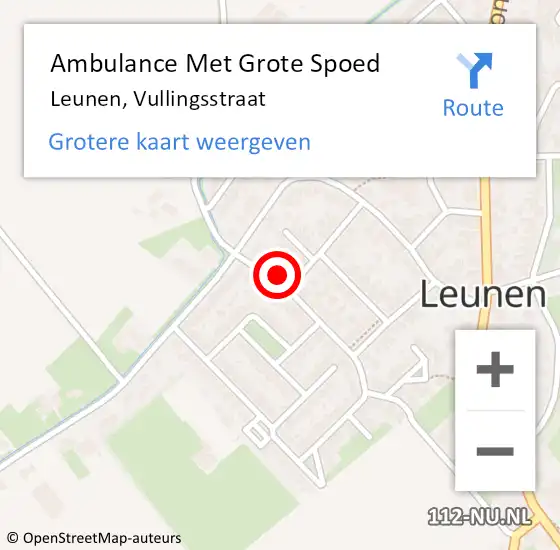 Locatie op kaart van de 112 melding: Ambulance Met Grote Spoed Naar Leunen, Vullingsstraat op 7 december 2016 09:09