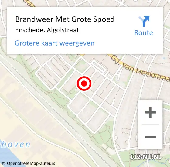 Locatie op kaart van de 112 melding: Brandweer Met Grote Spoed Naar Enschede, Algolstraat op 7 december 2016 19:11