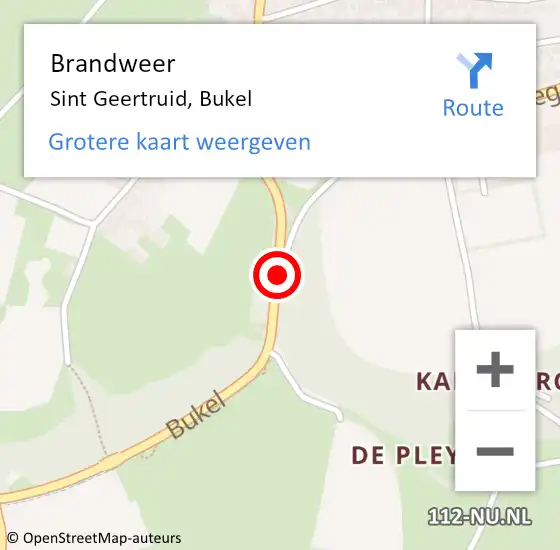 Locatie op kaart van de 112 melding: Brandweer Sint Geertruid, Bukel op 3 januari 2014 18:51