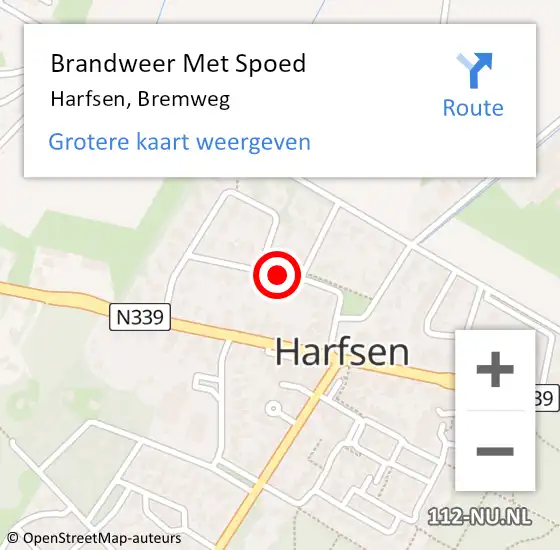 Locatie op kaart van de 112 melding: Brandweer Met Spoed Naar Harfsen, Bremweg op 8 december 2016 11:10