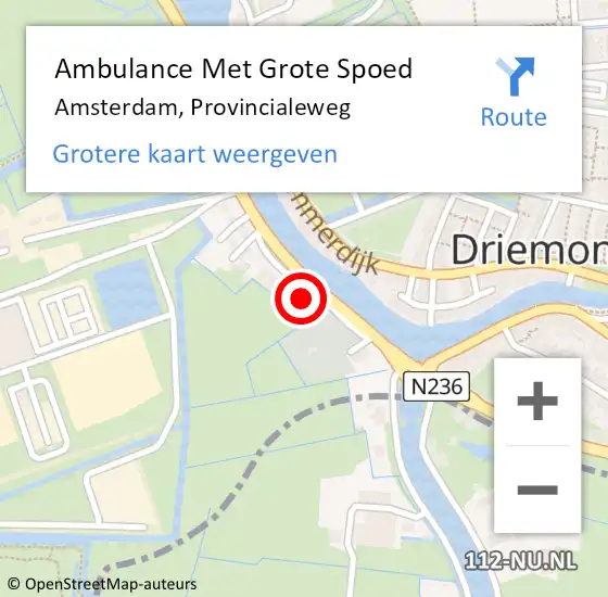 Locatie op kaart van de 112 melding: Ambulance Met Grote Spoed Naar Amsterdam Zuidoost, Provincialeweg op 8 december 2016 15:54