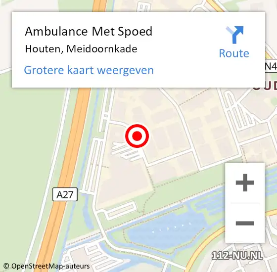 Locatie op kaart van de 112 melding: Ambulance Met Spoed Naar Houten, Meidoornkade op 8 december 2016 17:13