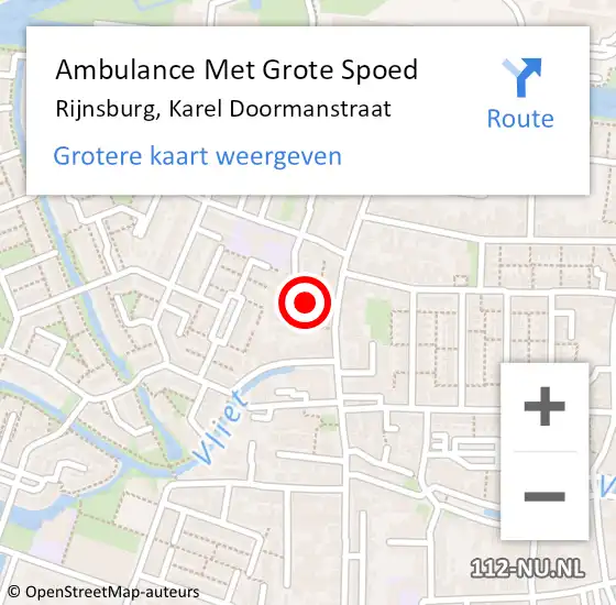 Locatie op kaart van de 112 melding: Ambulance Met Grote Spoed Naar Rijnsburg, Karel Doormanstraat op 8 december 2016 20:01