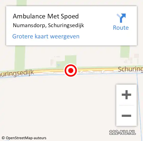 Locatie op kaart van de 112 melding: Ambulance Met Spoed Naar Numansdorp, Schuringsedijk op 8 december 2016 20:50