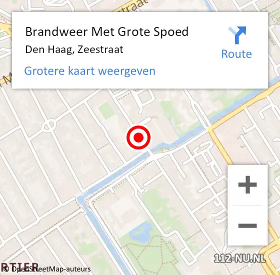 Locatie op kaart van de 112 melding: Brandweer Met Grote Spoed Naar Den Haag, Zeestraat op 8 december 2016 22:50