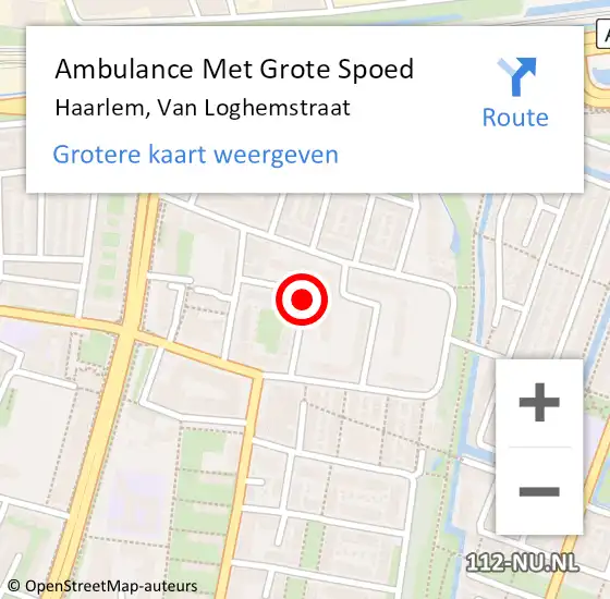 Locatie op kaart van de 112 melding: Ambulance Met Grote Spoed Naar Haarlem, Van Loghemstraat op 9 december 2016 02:46