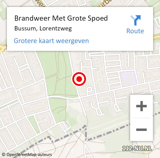 Locatie op kaart van de 112 melding: Brandweer Met Grote Spoed Naar Bussum, Lorentzweg op 9 december 2016 10:22