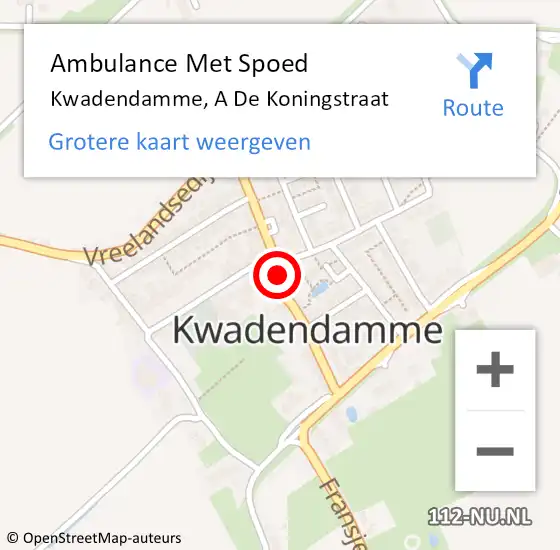 Locatie op kaart van de 112 melding: Ambulance Met Spoed Naar Kwadendamme, A De Koningstraat op 9 december 2016 10:34