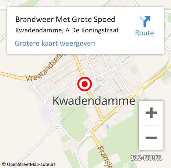Locatie op kaart van de 112 melding: Brandweer Met Grote Spoed Naar Kwadendamme, A De Koningstraat op 9 december 2016 10:38