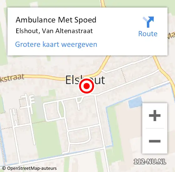 Locatie op kaart van de 112 melding: Ambulance Met Spoed Naar Elshout, Van Altenastraat op 9 december 2016 12:42