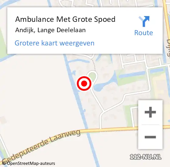 Locatie op kaart van de 112 melding: Ambulance Met Grote Spoed Naar Andijk, Lange Deelelaan op 9 december 2016 18:46