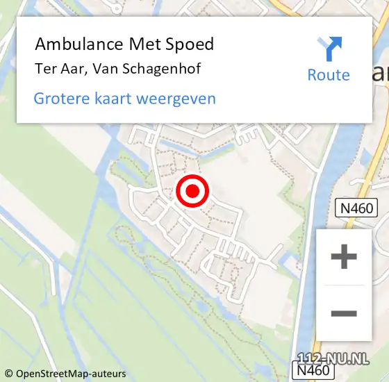 Locatie op kaart van de 112 melding: Ambulance Met Spoed Naar Ter Aar, Van Schagenhof op 9 december 2016 22:43